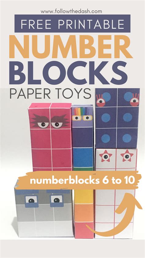 Numberblocks Free Printable Paper Toy Template 6 10 In 2021