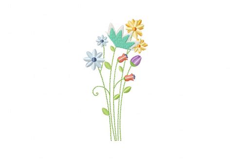 Meadow Flowers Machine Embroidery Design Daily Embroidery