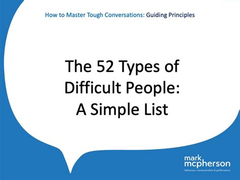 Mark Mcpherson The 52 Types Of Difficult People A Simple List