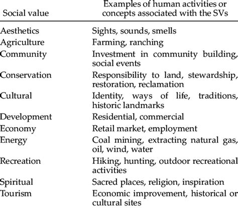 Examples Of Human Activities Concepts Asso Ciated With The Social