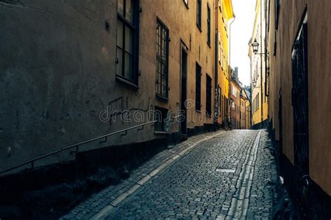 Old Cobbled Street Of Stockholm Stock Photo Image Of Historic