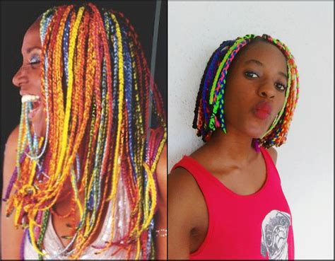 Giving her a braided hairstyle. Multi Colored Rainbow Box Braids You Will Be Impressed With | Box braids bob, Colored box braids