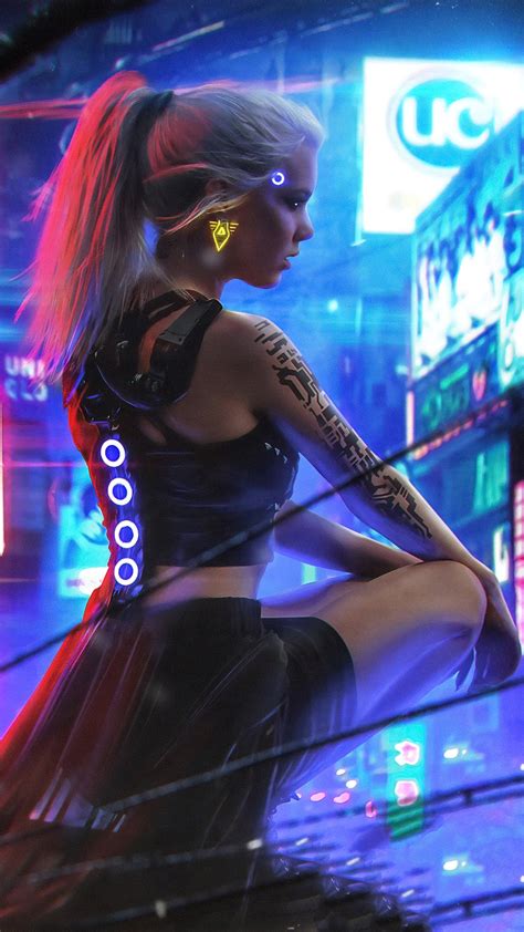 2160x3840 Cyberpunk Neon Girl 4k Sony Xperia X Xz Z5 Premium Hd 4k Wallpapers Images