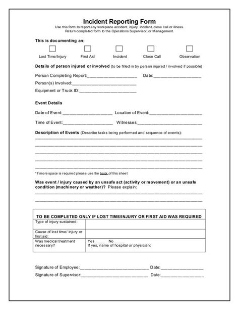 Restaurant Incident Report Form Sample The Document Template
