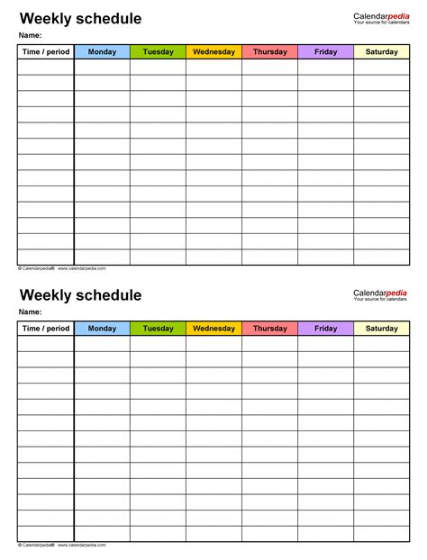 Two Week Work Schedule Template