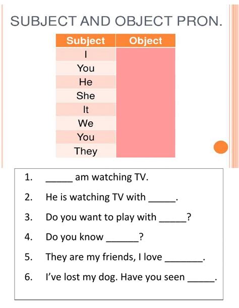 Pronouns As Subject Object Worksheet