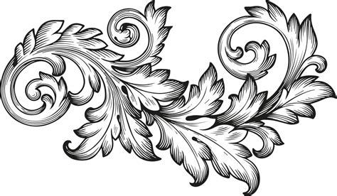 Vector Stock Scroll Engraving Acanthus Transprent Png Baroque Clip