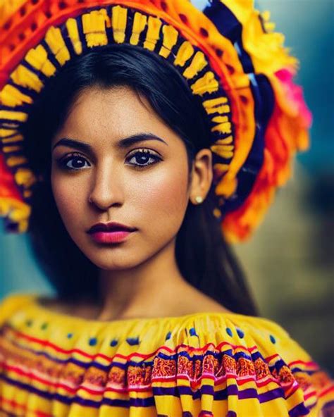 portrait of a beautiful mexican girl in a traditional dress r midjourney