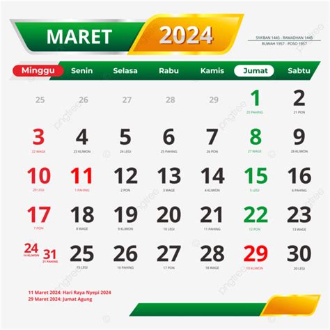 Vektor Kalender Maret Dengan Hari Libur Nasional Jawa Dan Hijriyah Kalender Kalender