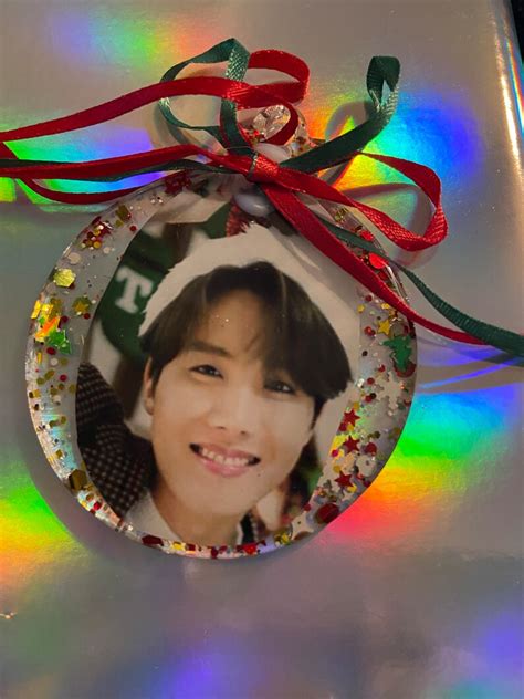 Bts J Hope Christmas Ornament Glitter Cute T Resin Handmade Etsy