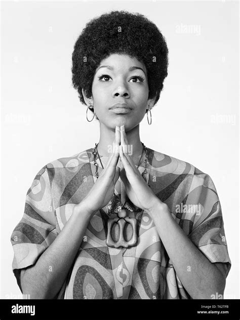 Portrait African American Woman Praying Black And White Stock Photos