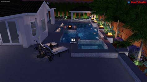 Fire pits & patio heaters. Modern Pool/Spa with Outdoor Kitchen and Floating Fire Pit ...