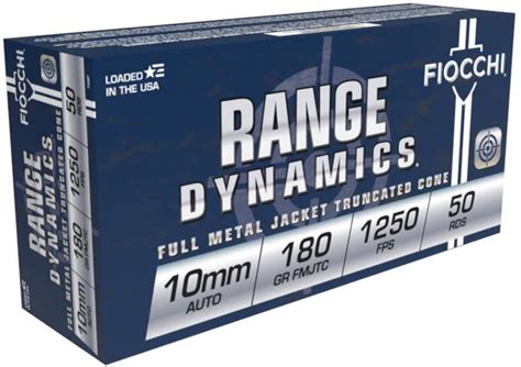 Fiocchi Range Dynamics 10mm 180 Grain Fmjtc 1250 Fps 50 Rounds