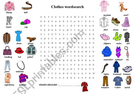 Clothes Wordsearch Esl Worksheet By Faurfab