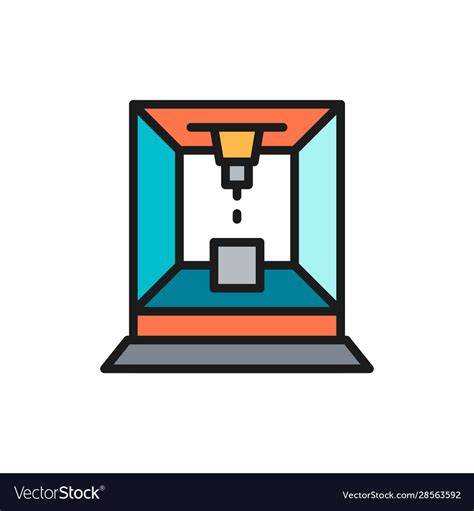 Laser Cut Machine Flat Color Line Icon Isolated Vector Image