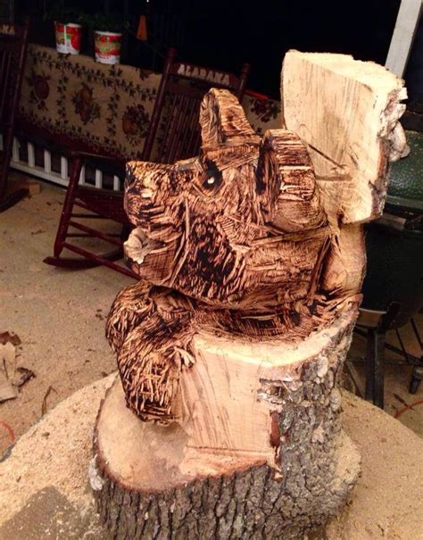 Chainsaw Cub In A Stump Chainsaw Cubs Alabama Cedar Lion Sculpture Carving Statue Art