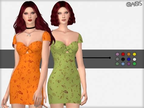 Tie Flower Dress By Oranostr At Tsr Sims 4 Updates