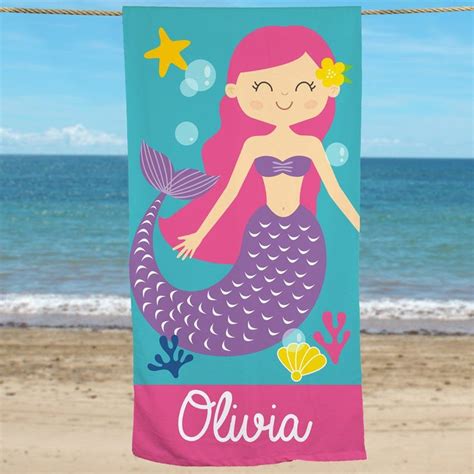 Personalized Mermaid Beach Towel In 2020 Personalized Beach Towel