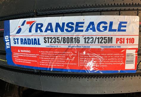 Tire Transeagle All Steel St Radial St 23580r16 Load G 14 Ply Trailer