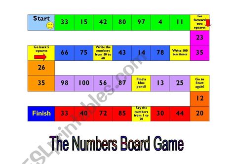 The Numbers Board Game Esl Worksheet By Adrianaveleda