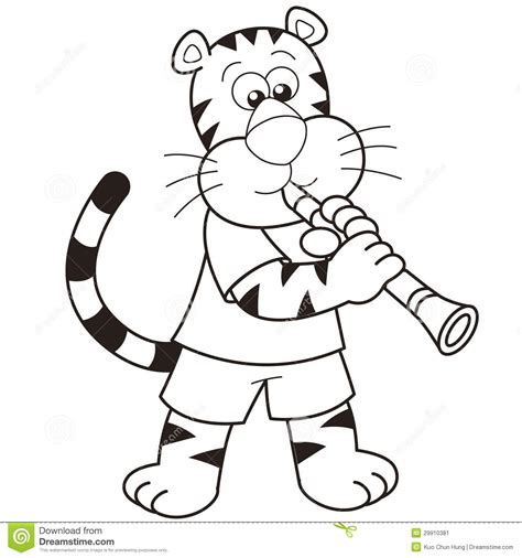 Cartoon Tiger Playing A Clarinet Stock Image Image 29910381