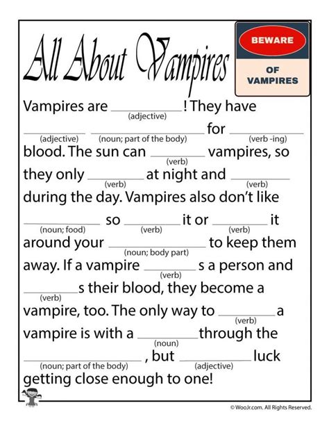 All About Vampires Woo Jr Kids Activities Writing