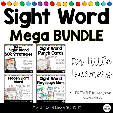 Sight Word Activities Mega Bundle Sor Aligned Editable Worksheets