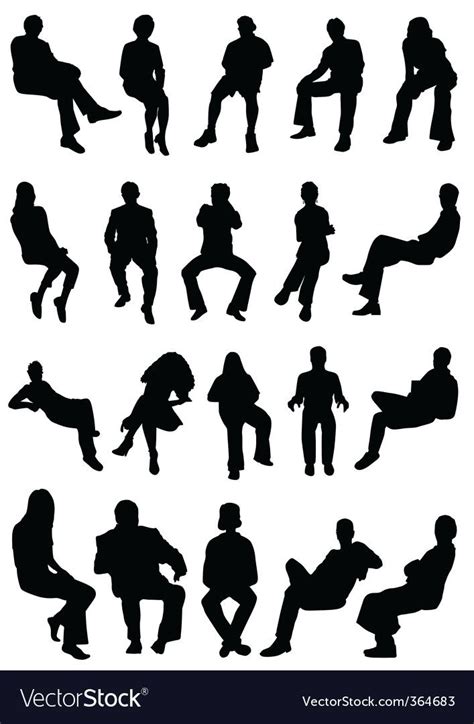 Sitting People Vector Image On Vectorstock Silhouette People