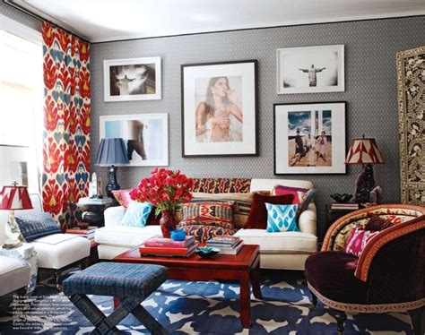 Blue And Red Living Room With A Lot Of Pattern Colorful Living