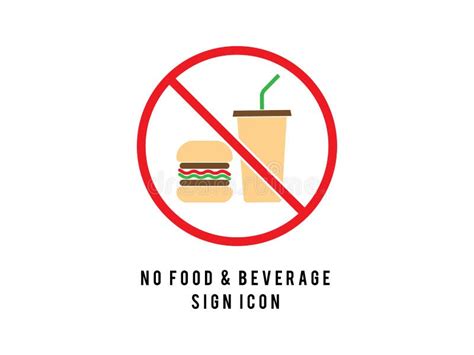 Flat Design Red Round Black Sign No Food Or Drink Arrowed Vector