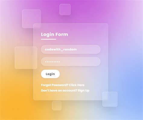 Glassmorphism Login Form Using Html And Css Login Form Ui Design Css