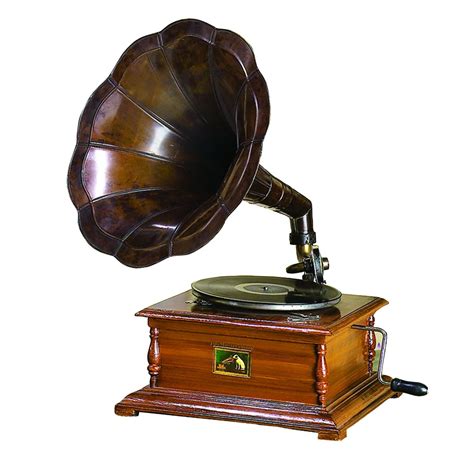 Winnerbrown Home Décor Metal Wood Brass Antique Finish Gramophone