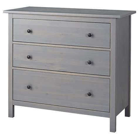 Hemnes Chest Of 3 Drawers Grey Stained 108x96 Cm Ikea