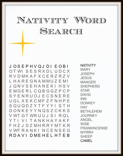 Nativity Holiday Wordsearch Christmas Word Search Christian