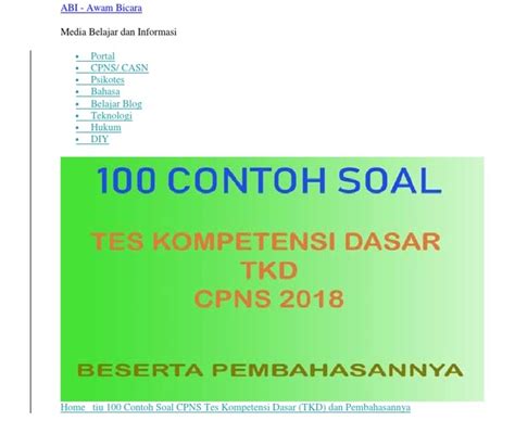 Contoh soal cpns 2019 pdf : Contoh Soal Tiu Cpns Dan Pembahasannya - Kunci Ujian