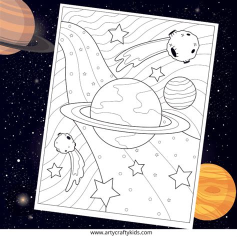 Galaxy Coloring Page For Kids Arty Crafty Kids