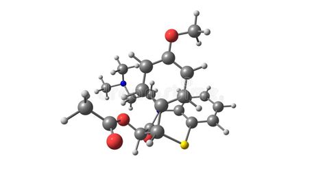 Estructura Molecular De Diltiazem Aislada En Blanco Stock De Ilustración Ilustración De