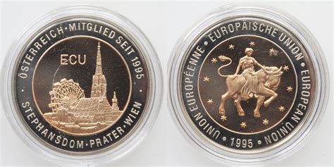 Numismatik Monetaat Eu Shop Österreich Ecu Medaille 1995