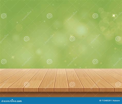 Wood Table Top On Bokeh Vector Abstract Background Stock Vector