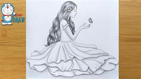 38 high quality collection of easy girl drawing by clipartmag. How to draw A Cute Girl with Butterfly || Pencil sketch ...