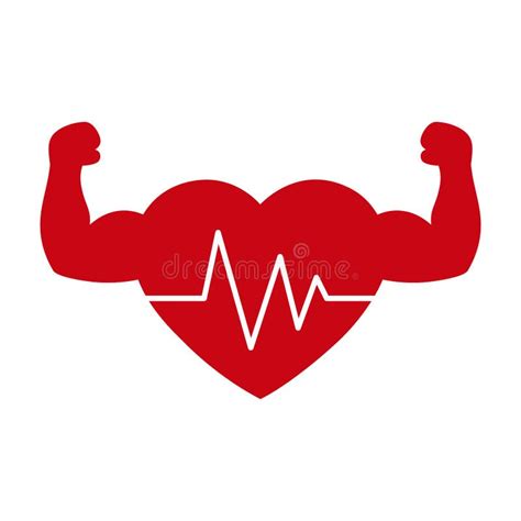 Strong Heart With Muscle Arms And Line Ecg Healthy Athlete S Heart