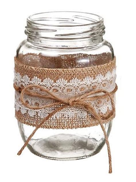 Burlap And Lace Mason Jar Vases 2 Sizes Wedding Home Decor Lace