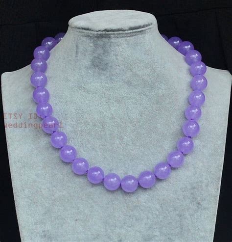 14mm Light Purple Jade Necklace Single Strand Big Lilac Bead Necklace