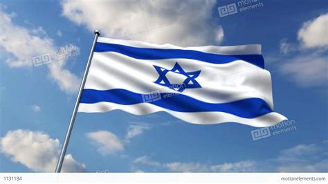 It depicts a blue hexagram on a white background, between two horizontal blue stripes. Israeli Flag Stock Animation | 1131184