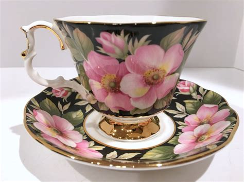 Royal Albert Tea Cup Provincial Flowers Series Antique Teacups Black