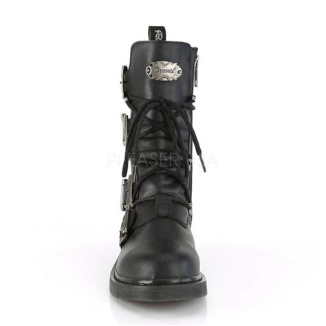 demonia black vegan leather mid calf combat boots bolt 265 unisex dark fashion clothing