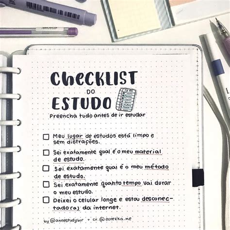 𝒔𝒕𝒖𝒅𝒚𝒈𝒓𝒂𝒎 ﾟೃ On Instagram Checklist Do Estudo 📖 Preencha Tudo