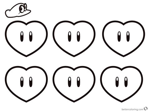 Mario coloring pages printable inspirational mario odyssey. Super Mario Odyssey Coloring Pages Six Hearts - Free ...