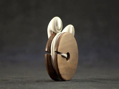 Wooden Earphone Holder Earbud Cord Organizer Headphone Case Walnut