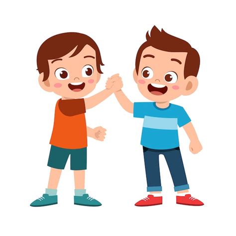 Premium Vector Cute Happy Kid Doing Hand Shake With Friend